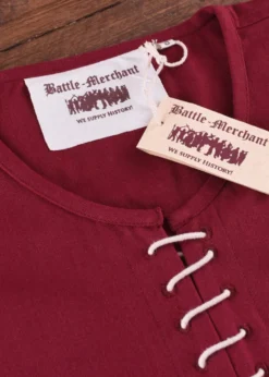 Kurzärmelige Cotehardie Ava, Mittelalterkleid, weinrot
