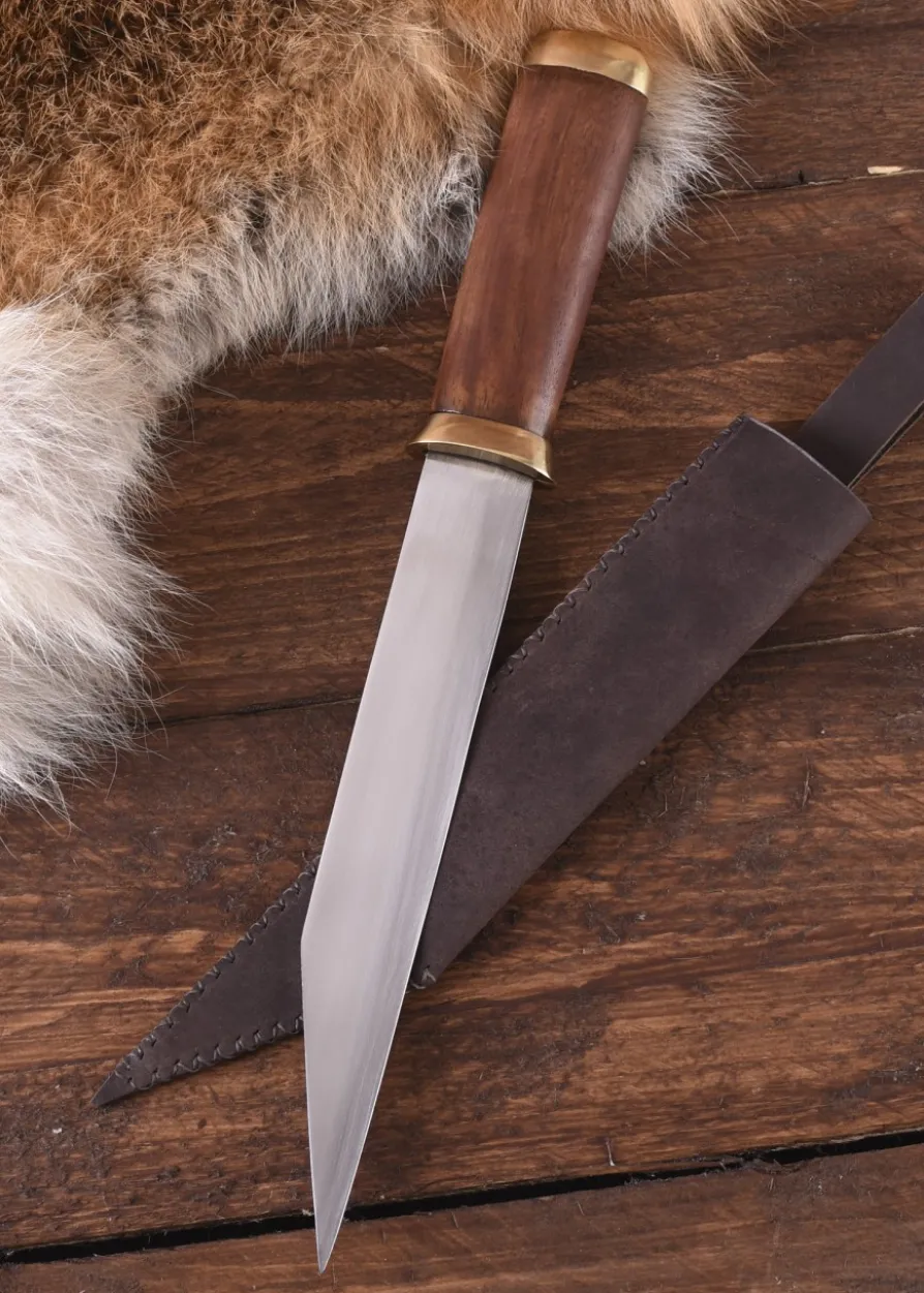 Kurzsax aus Karbonstahl mit brauner Lederscheide