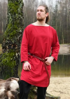 Langarm-Tunika aus Baumwolle, rot