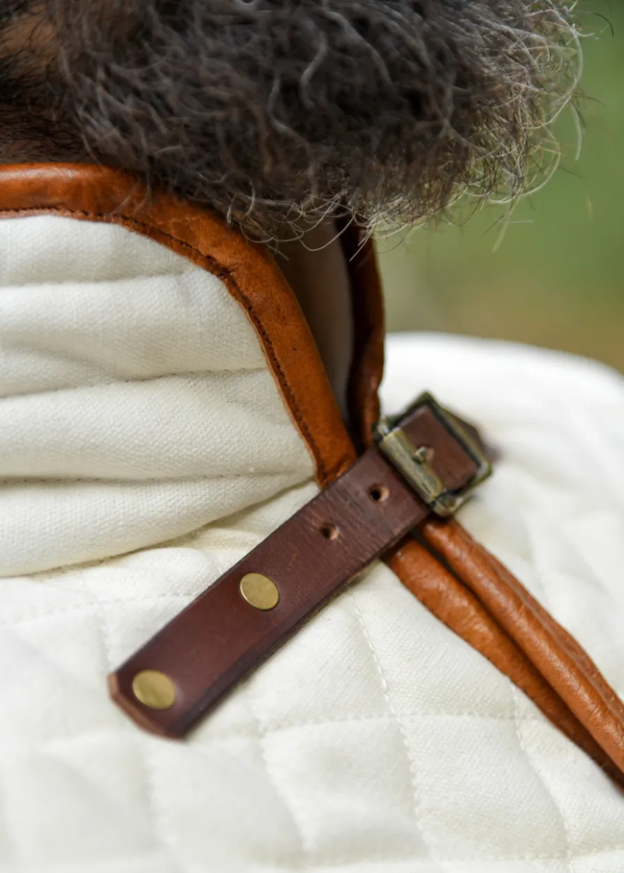 Langer Gambeson mit abnehmbaren Ärmeln und Leder, natur-braun