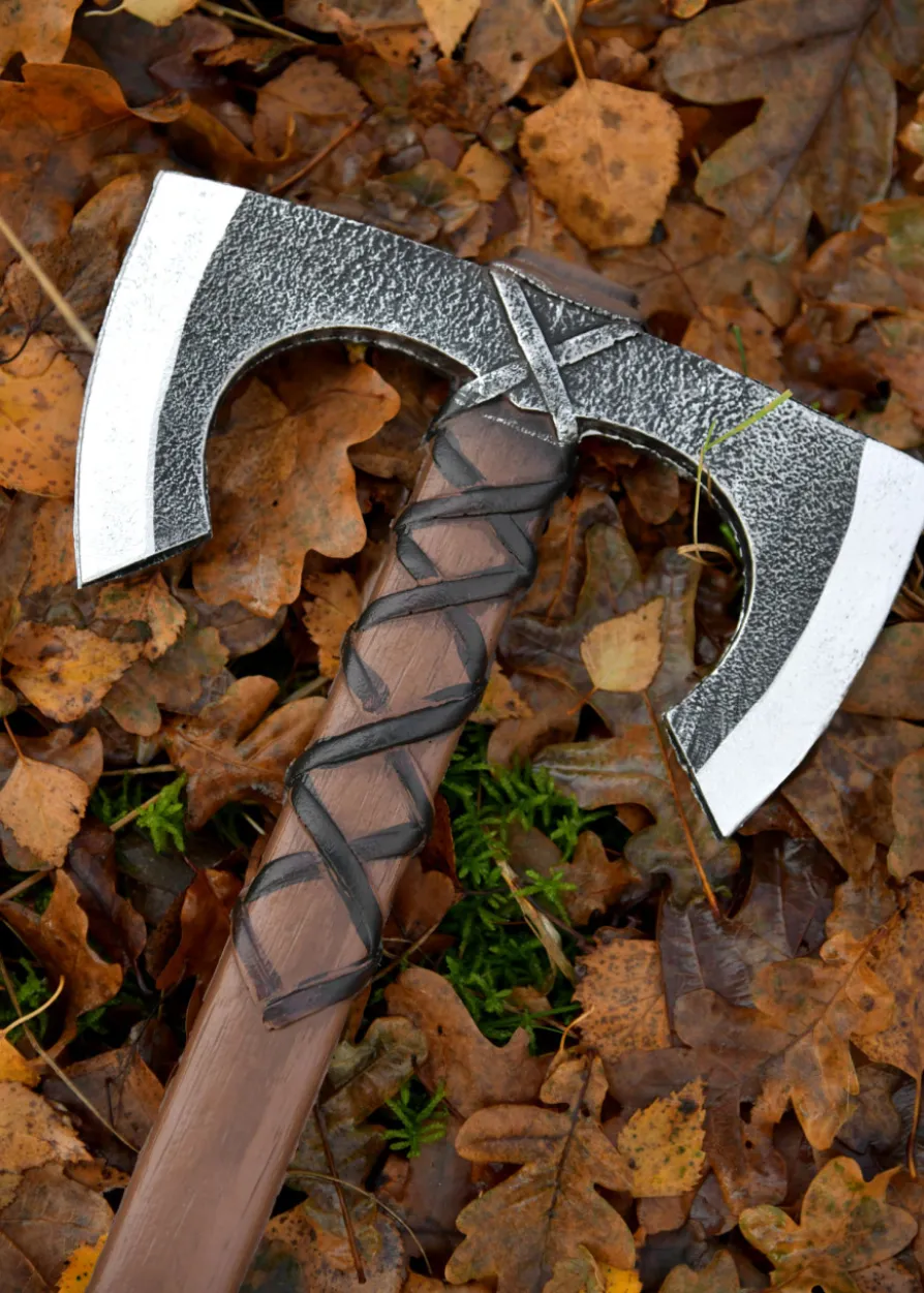 LARP Wikinger Doppelaxt Jorvak, Polsterwaffe, 42 cm