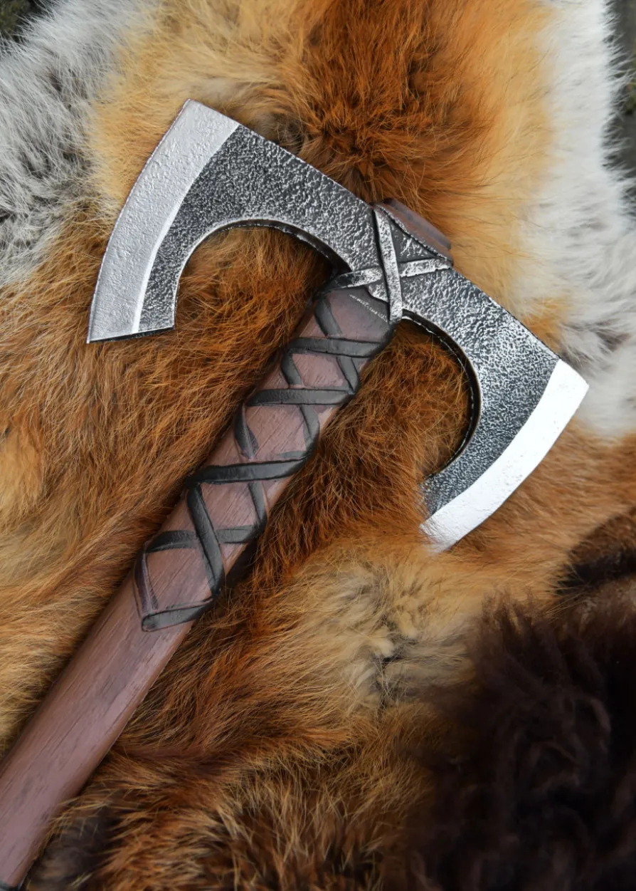 LARP Wikinger Doppelaxt Jorvak, Polsterwaffe, 42 cm