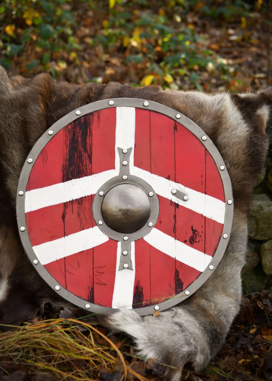 LARP Wikinger Schild Bjornir, rot/weiß, 60 cm