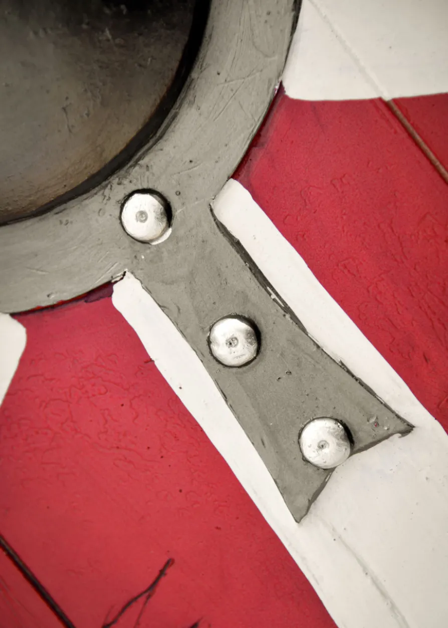 LARP Wikinger Schild Bjornir, rot/weiß, 60 cm