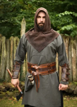 Leder Armschützer Arnulf mit Schnallen, braun, Paar