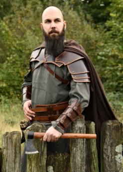 Leder Armschützer Arnulf mit Schnallen, braun, Paar