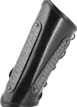 Leder Armschützer Balor mit Metalldetails, schwarz, Paar