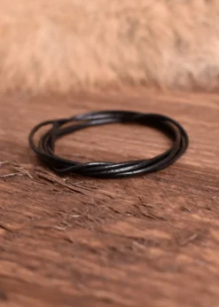 Lederband aus Ziegenleder, Rundriemen 1,5 mm, schwarz, 1 m