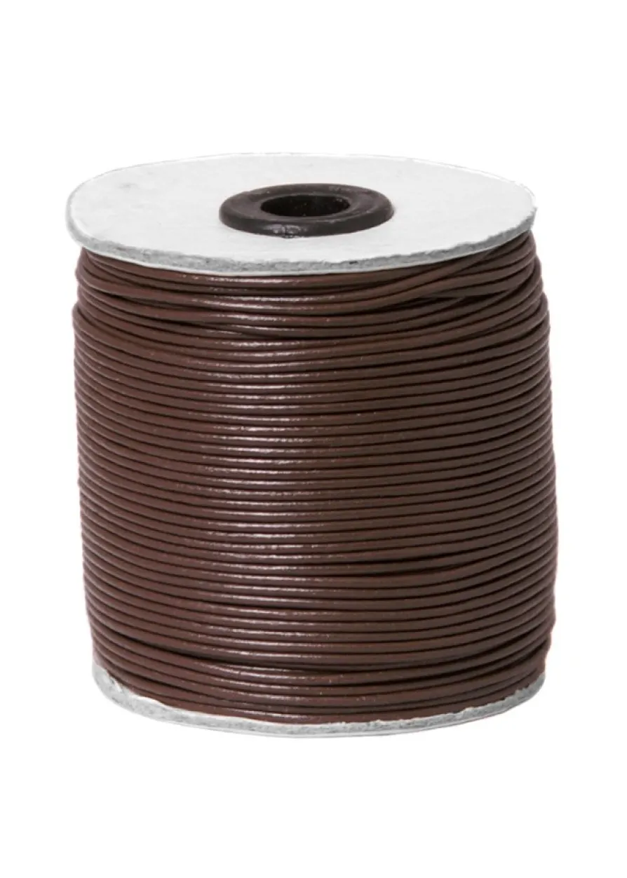 Lederband aus Ziegenleder, Rundriemen 1,5 mm, braun, 100 m Rolle