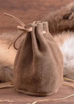 Lederbeutel, groß, hellbraun