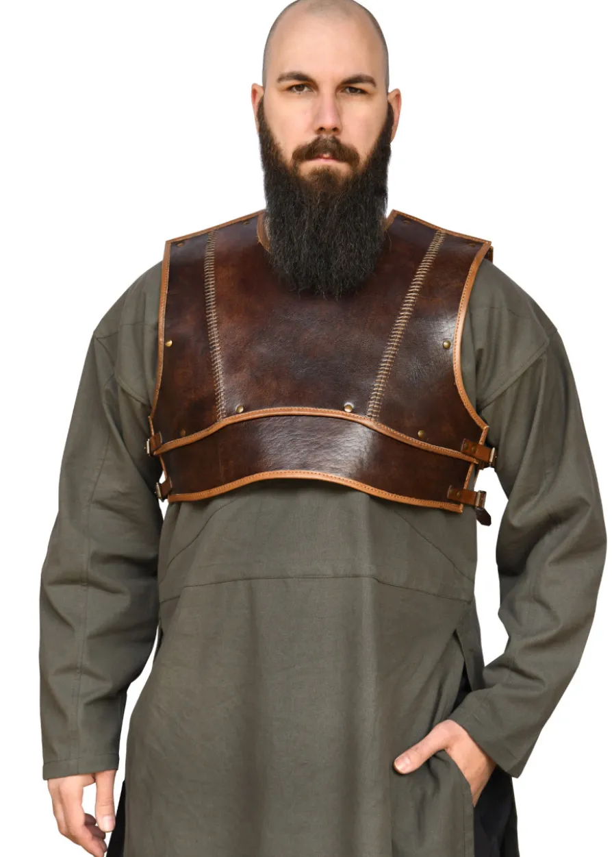 Leder Brustpanzer Arnulf, braun - Lederrüstung