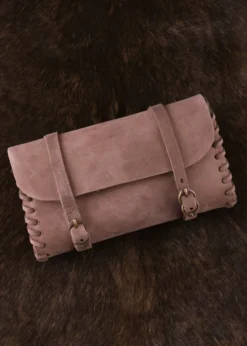 Ledertasche mit zwei Schnallen, mittelbraun
