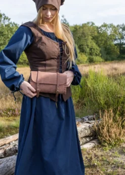 Ledertasche mit zwei Schnallen, mittelbraun