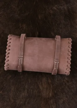 Ledertasche mit zwei Schnallen, mittelbraun