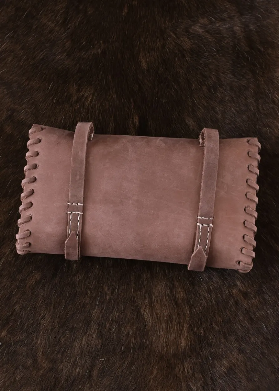 Ledertasche mit zwei Schnallen, mittelbraun