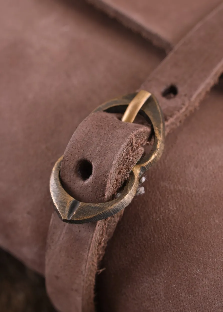 Ledertasche mit zwei Schnallen, mittelbraun