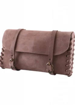 Ledertasche mit zwei Schnallen, mittelbraun