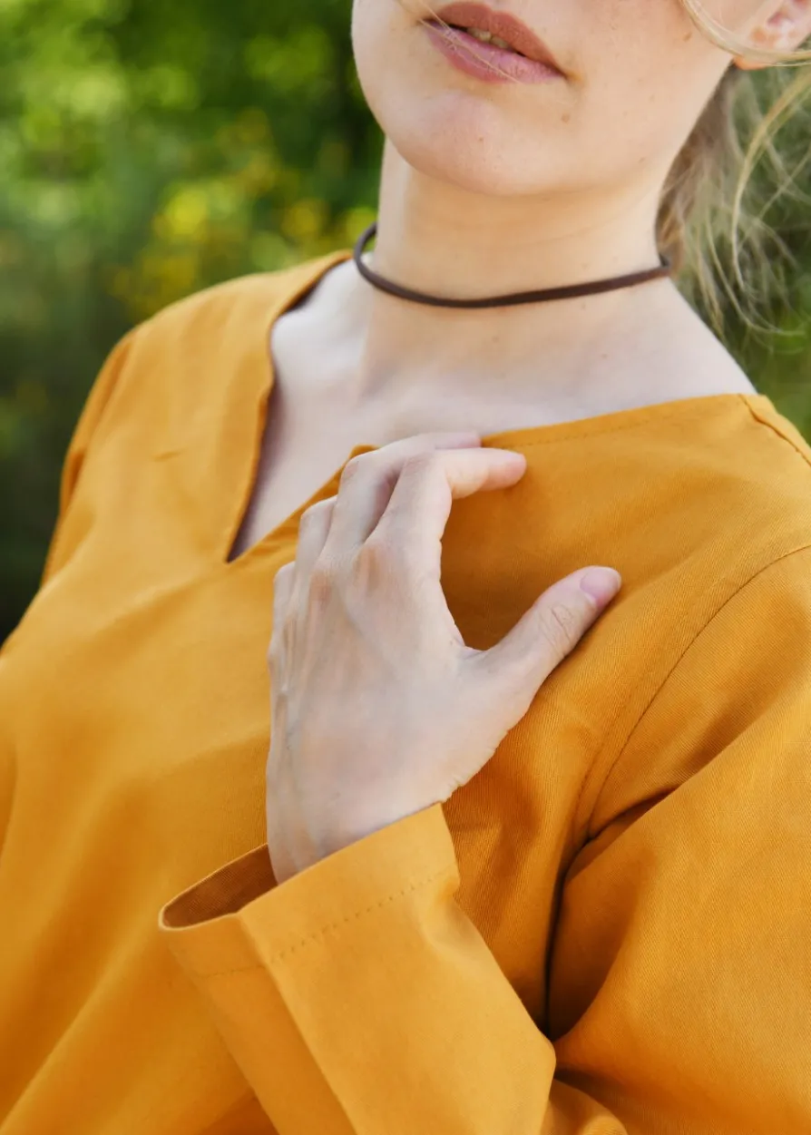 Leichtes Mittelalterkleid Milla, Wikingerkleid, senfgelb