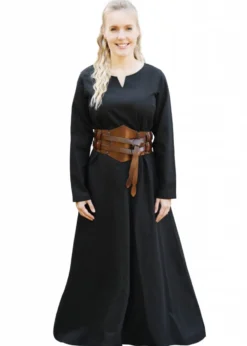 Leichtes Mittelalterkleid Milla, Wikingerkleid, schwarz