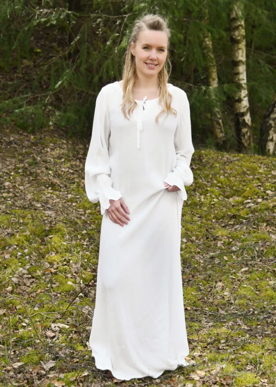 Leichtes Mittelalter Unterkleid mit Crinkleeffekt, weiß