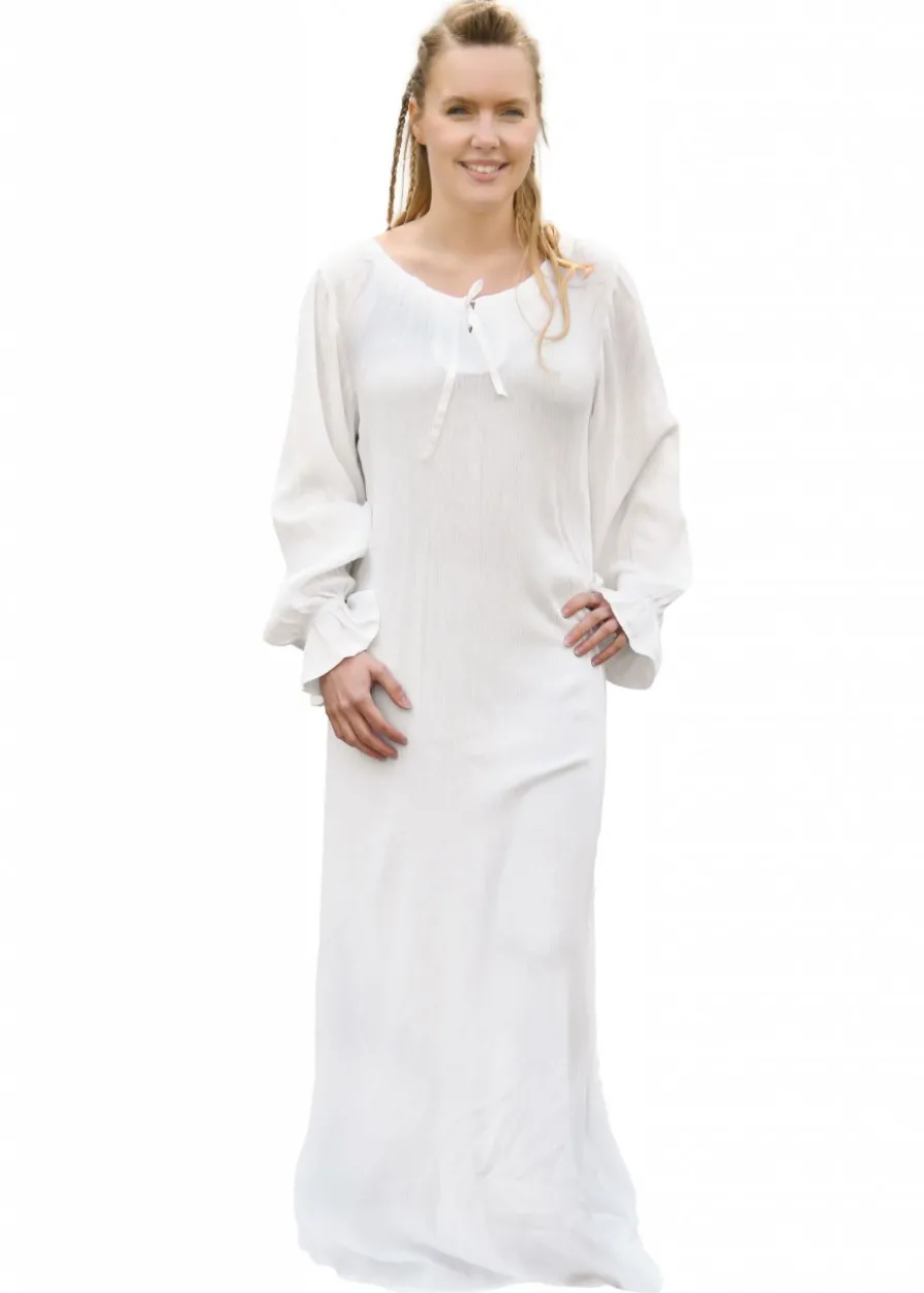 Leichtes Mittelalter Unterkleid mit Crinkleeffekt, weiß