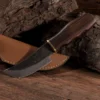 Messer mit Griff aus Holz, ca. 20 cm, Lederscheide