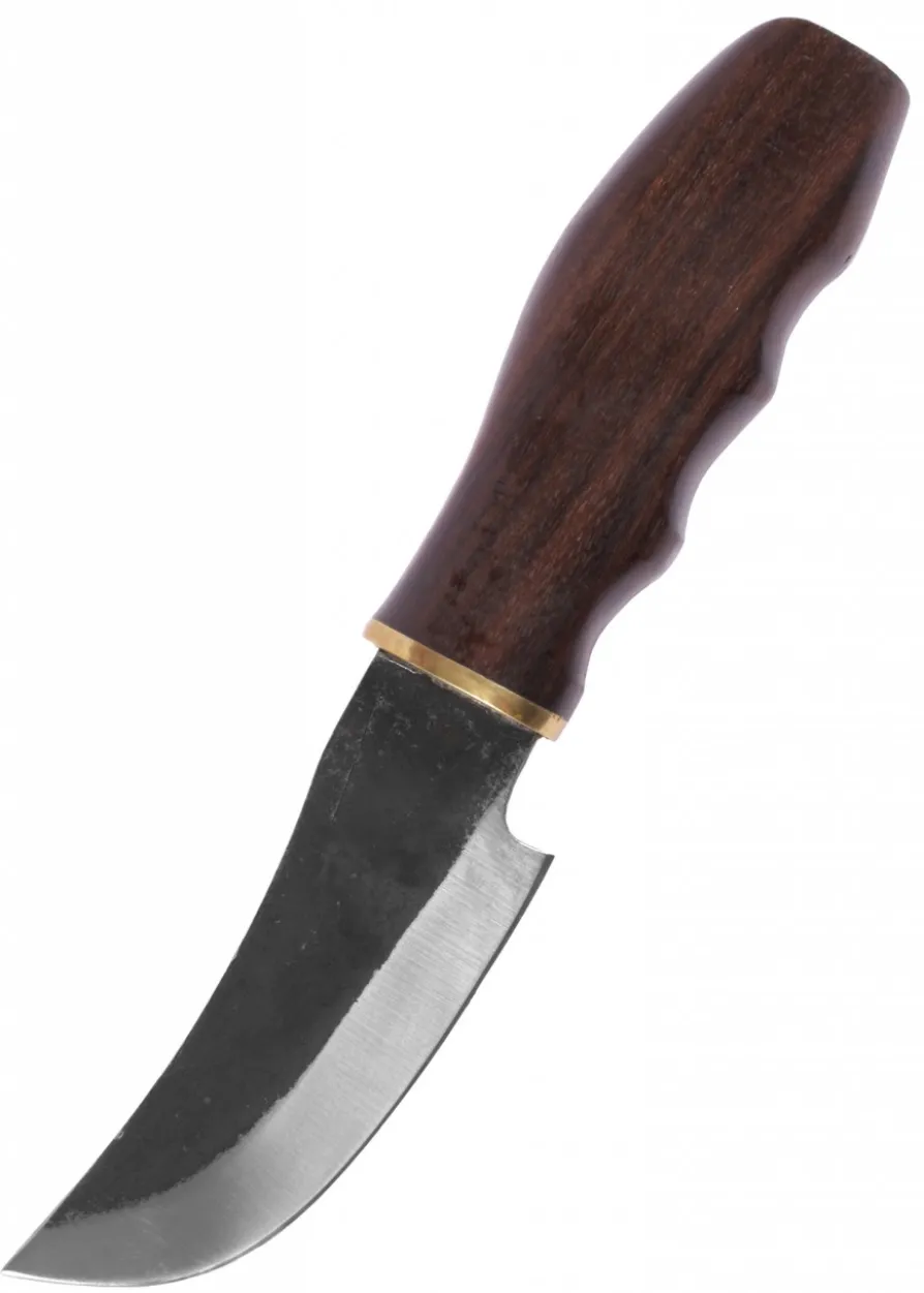 Messer mit Griff aus Holz, ca. 20 cm, Lederscheide