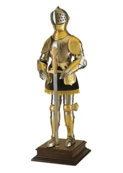 Miniatur-Rüstung mit Gravur, vergoldet, Marto