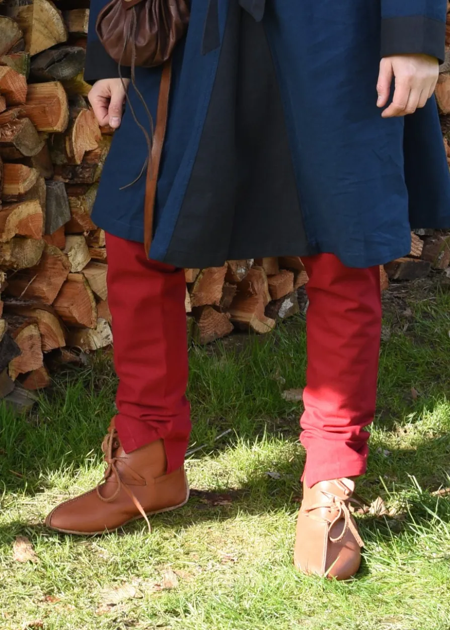 Mittelalter-Beinlinge mit Nestelbändern, rot