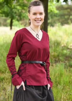 Mittelalter Bluse Aila mit Schnürung, weinrot