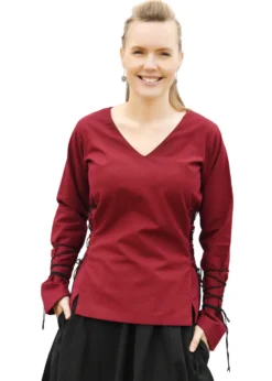 Mittelalter Bluse Aila mit Schnürung, weinrot