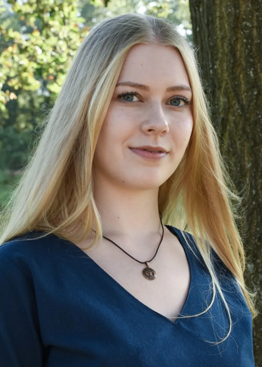 Mittelalter Bluse Aila mit Schnürung, blau