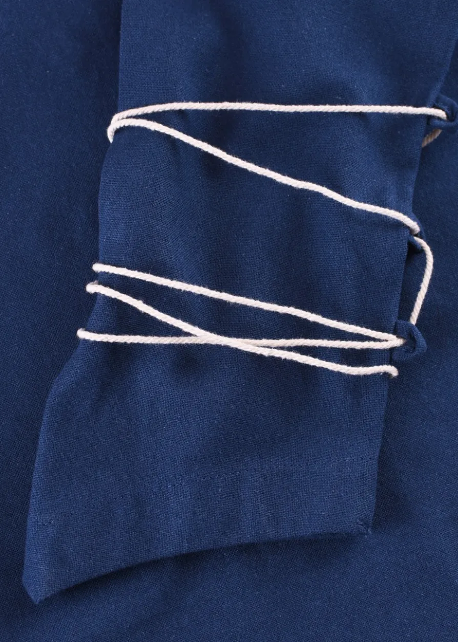 Mittelalter Bluse Aila mit Schnürung, blau
