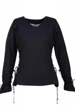 Mittelalter Bluse Aila mit Schnürung, schwarz