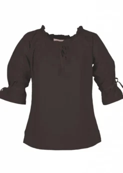 Mittelalter Bluse Birga mit 3/4 Arm, braun