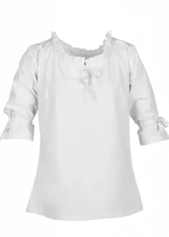 Mittelalter Bluse Birga mit 3/4 Arm, weiß