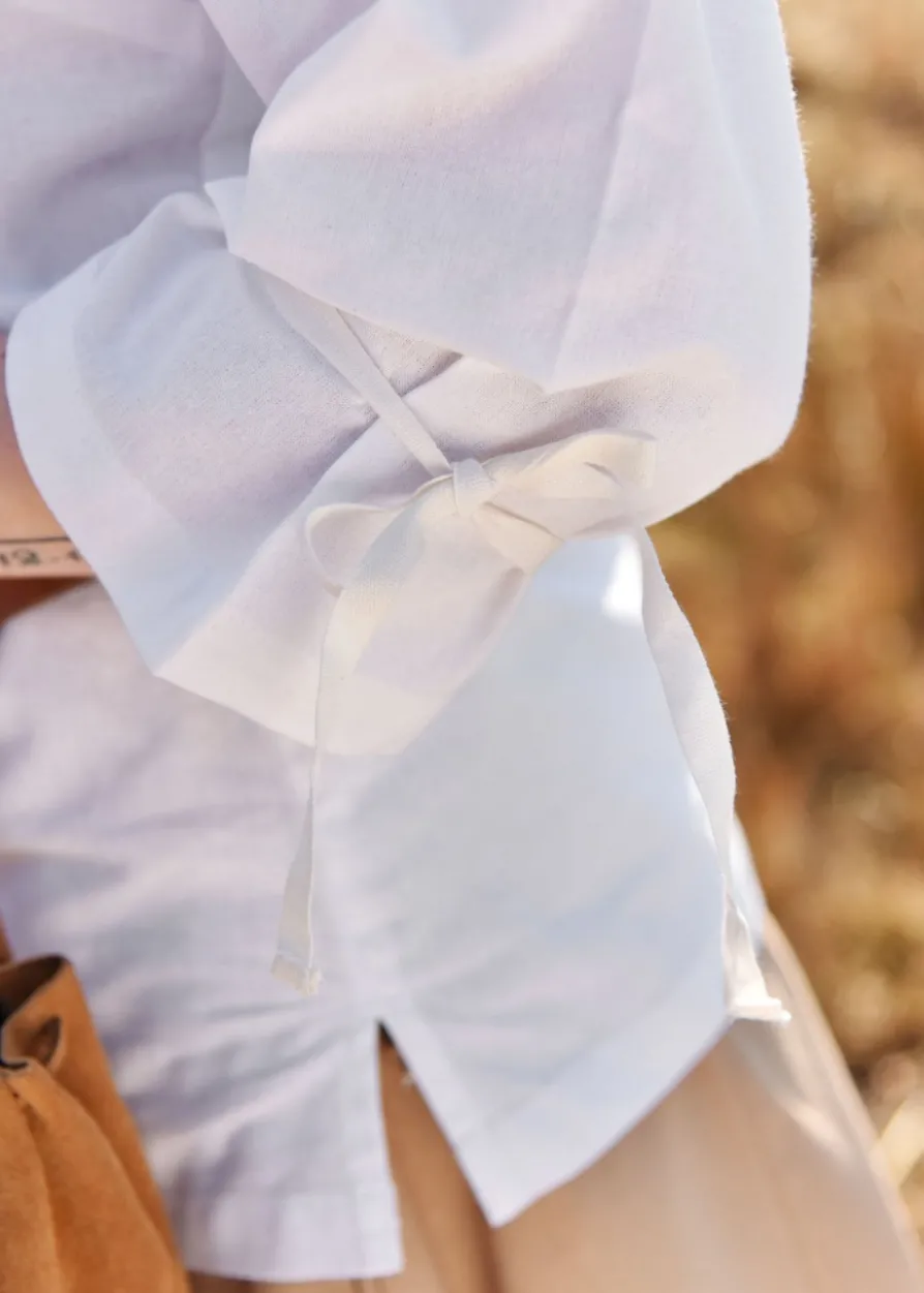 Mittelalter Bluse Birga mit 3/4 Arm, weiß
