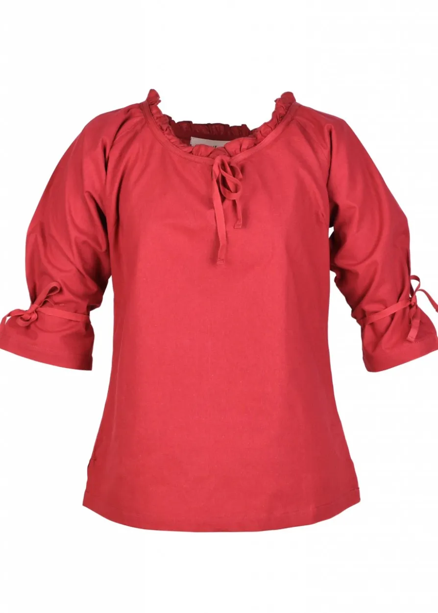 Mittelalter Bluse Birga mit 3/4 Arm, rot