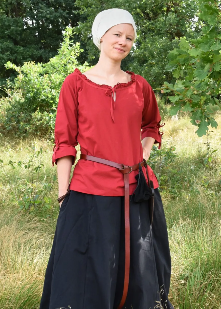 Mittelalter Bluse Birga mit 3/4 Arm, rot