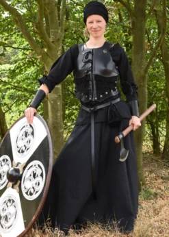 Mittelalter Bluse Birga mit 3/4 Arm, schwarz