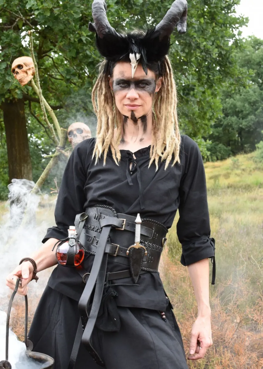 Mittelalter Bluse Birga mit 3/4 Arm, schwarz