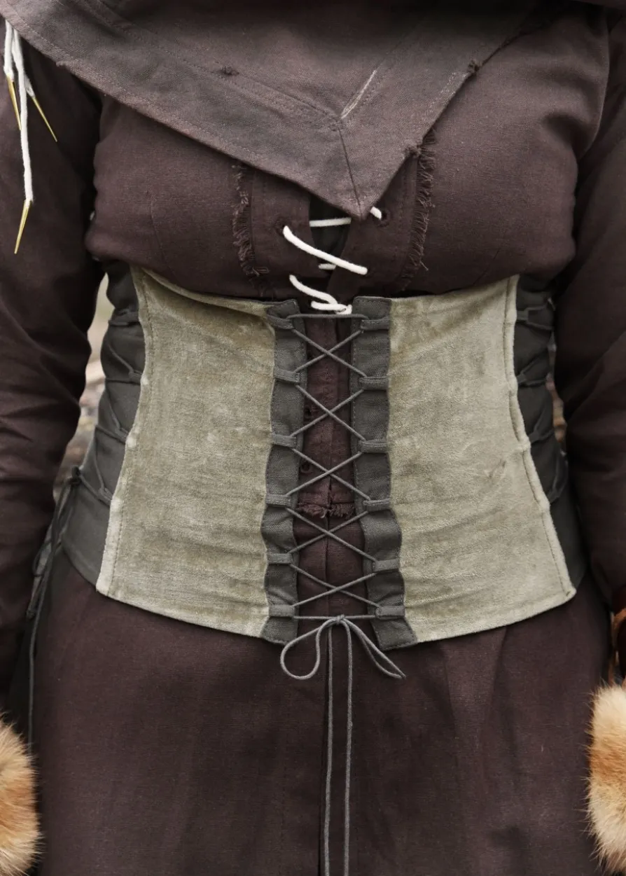 Mittelalter Corsage Anik aus Samt, grün
