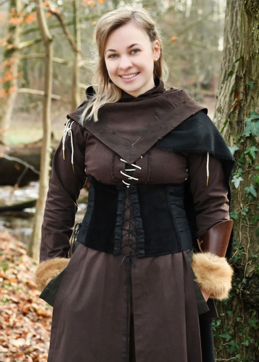 Mittelalter Corsage Anik aus Samt, schwarz