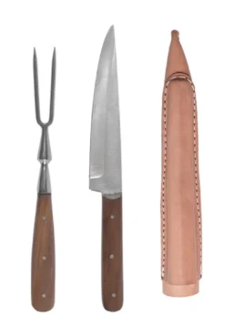 Mittelalter Essbesteck aus Edelstahl inkl. Lederetui, ca. 23 cm