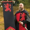 Mittelalter Fahne mit Löwe, schwarz - rot