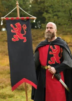 Mittelalter Fahne mit Löwe, schwarz - rot