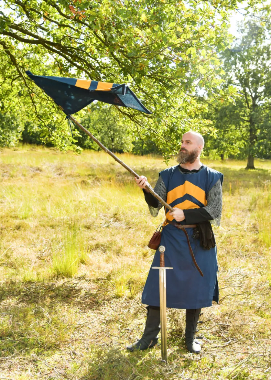 Mittelalter Fahne mit Streifen, blau - gelb