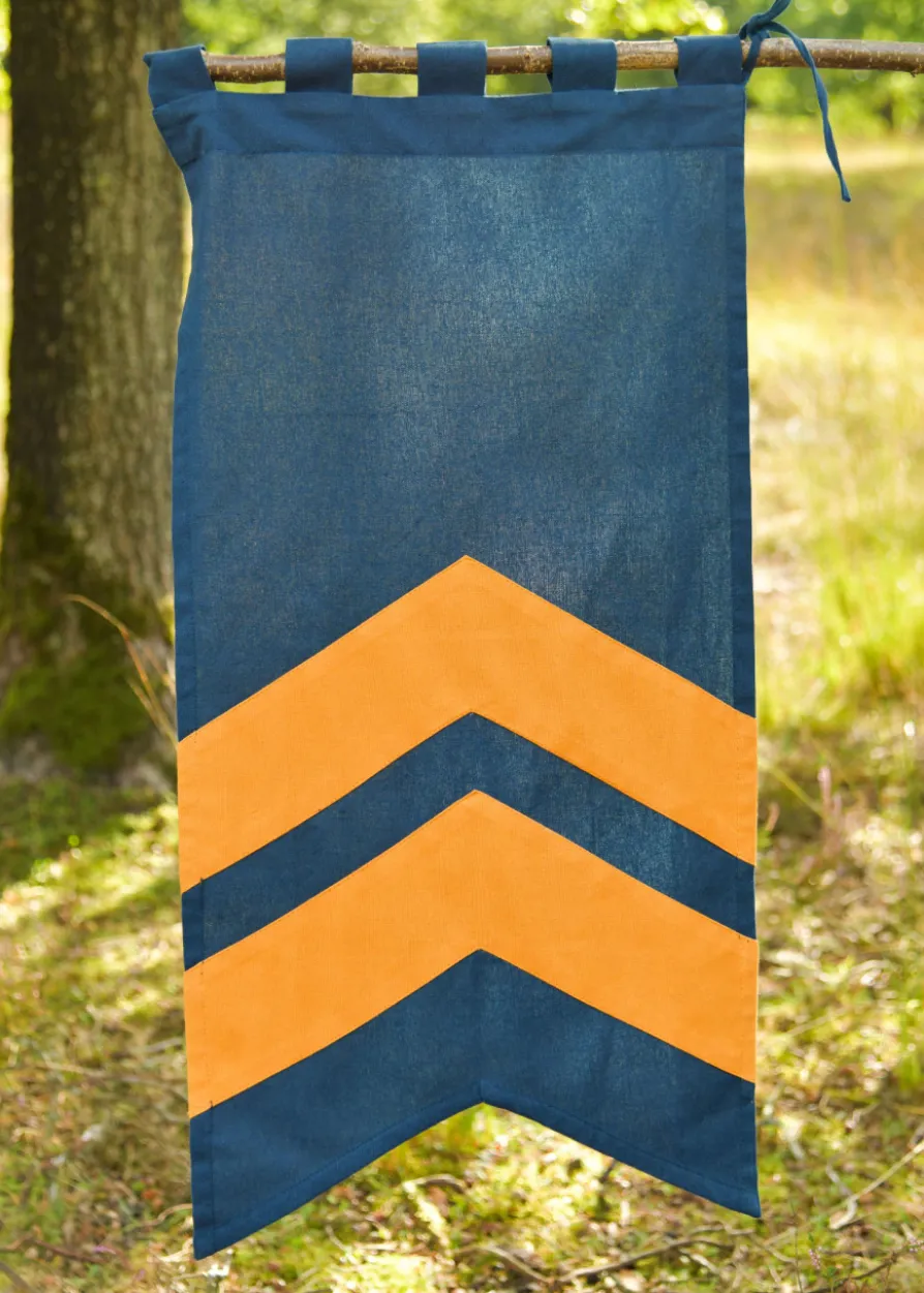 Mittelalter Fahne mit Streifen, blau - gelb