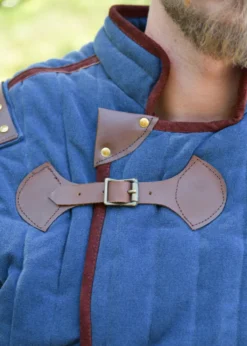 Mittelalter Gambeson Vari, Used-Look, blau - braun