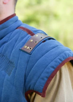 Mittelalter Gambeson Vari, Used-Look, blau - braun
